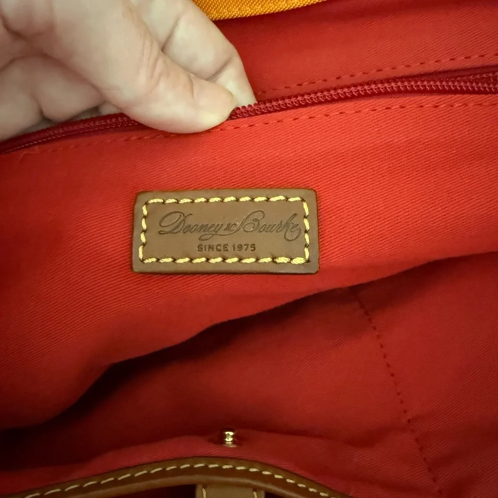 Dooney & Bourke Orange Tote with Brown Handles - Picture 5 of 5